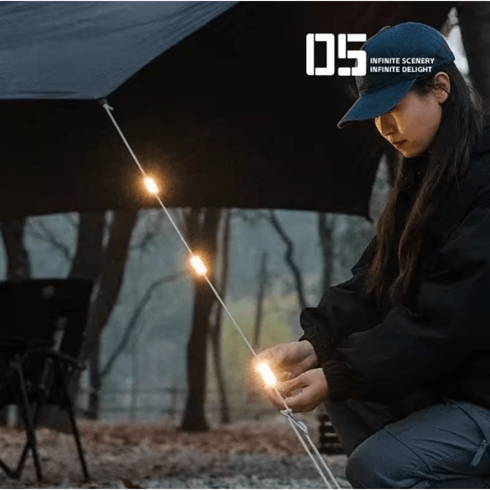 Portable Rechargeable Wind Rope Warning Light LED Camping Ambient Safety Light 3