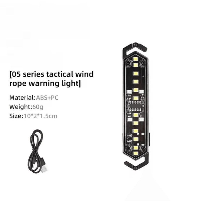 Portable Rechargeable Wind Rope Warning Light LED Camping Ambient Safety Light 6