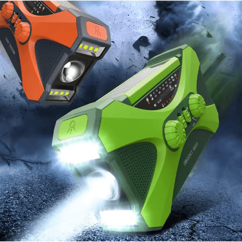 10000 MAh Portable Survival Power Station Solar HandCrank Emergency Radio Flashlight SOS Alarm T 0