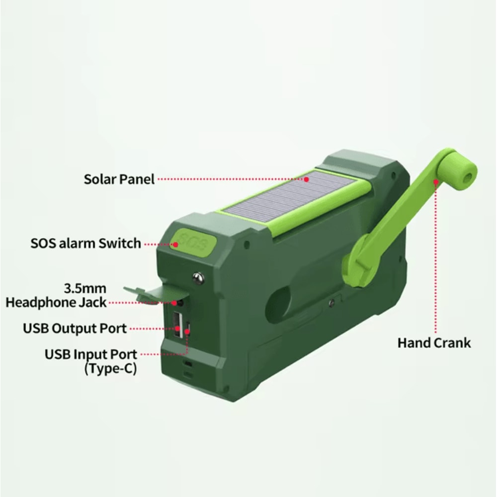 10000 MAh Portable Survival Power Station Solar HandCrank Emergency Radio Flashlight SOS Alarm T 4