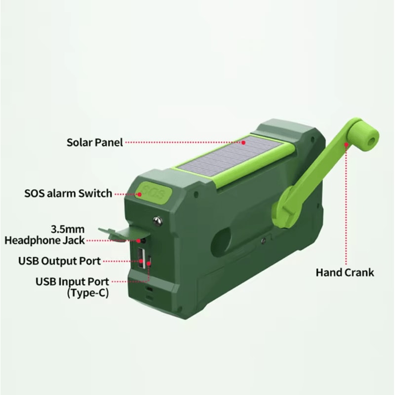 10000 MAh Portable Survival Power Station Solar HandCrank Emergency Radio Flashlight SOS Alarm T 4