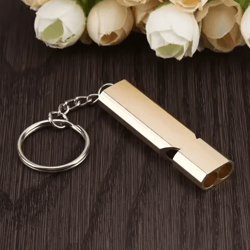 gold survival whistle keychain – double-hole emergency rescue whistle for camping & outdoor safety