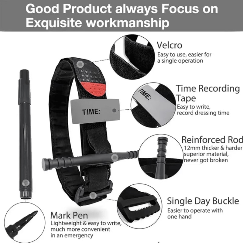 Combat Tactical Military Tourniquet With Pen Adjustable Emergency Hemostasis Tool For First Aid O 0