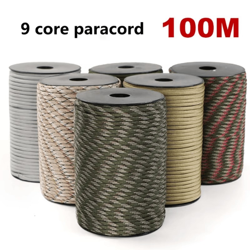 550 Military Paracord Rope 9Core 4mm Survival Cord For Outdoor Camping Emergency Use 0