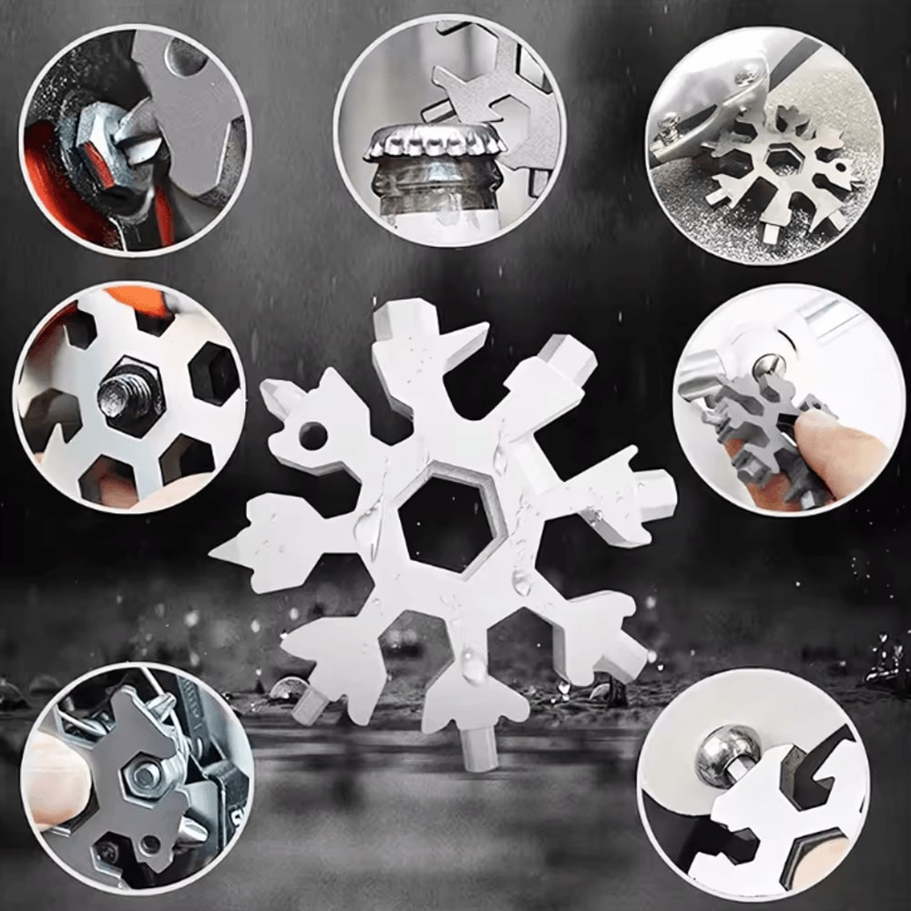 Multifunction Snowflake Tool Stainless Steel Bottle Opener With Screwdriver Wrench For Camping E 1
