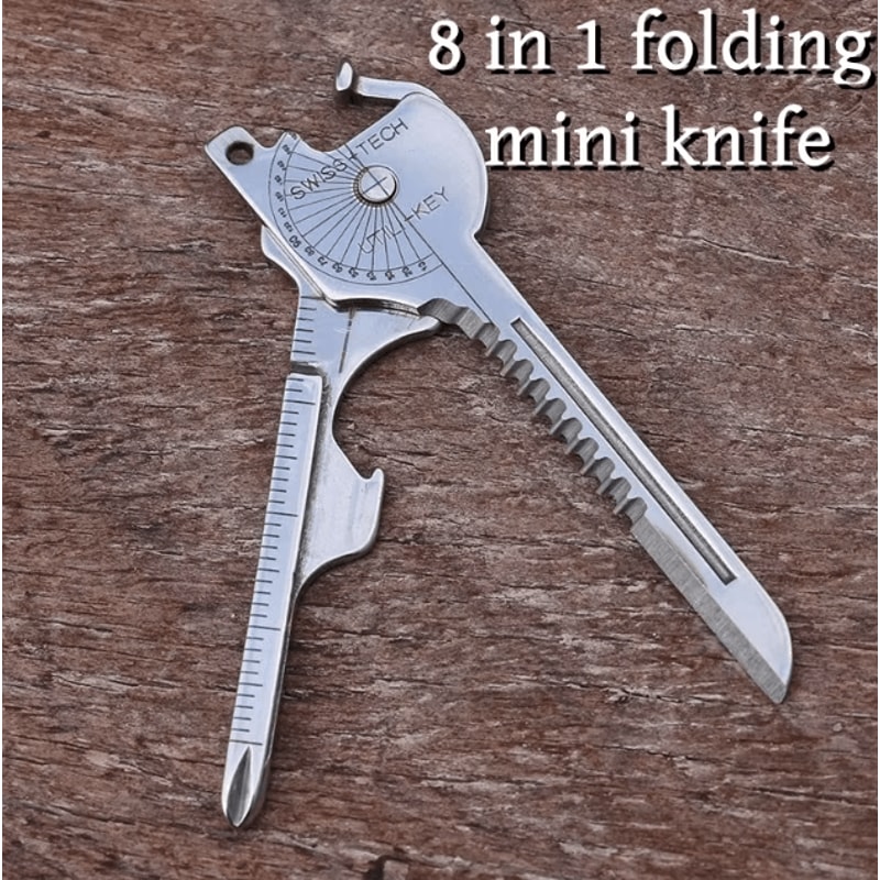 8in1 Multifunction Camping MultiTool Keychain Portable Survival Gear Everyday Carry Utility Tool 0