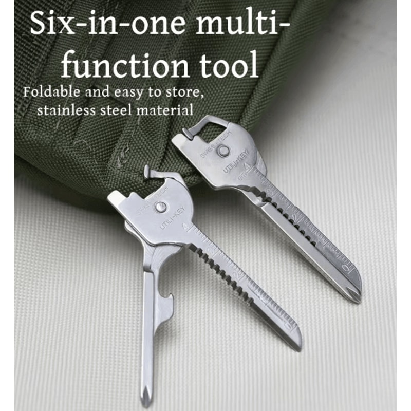 6 In 1 Multifunction Folding Tool Keychain EDC Utility Plier Survival Pocket Tool 0