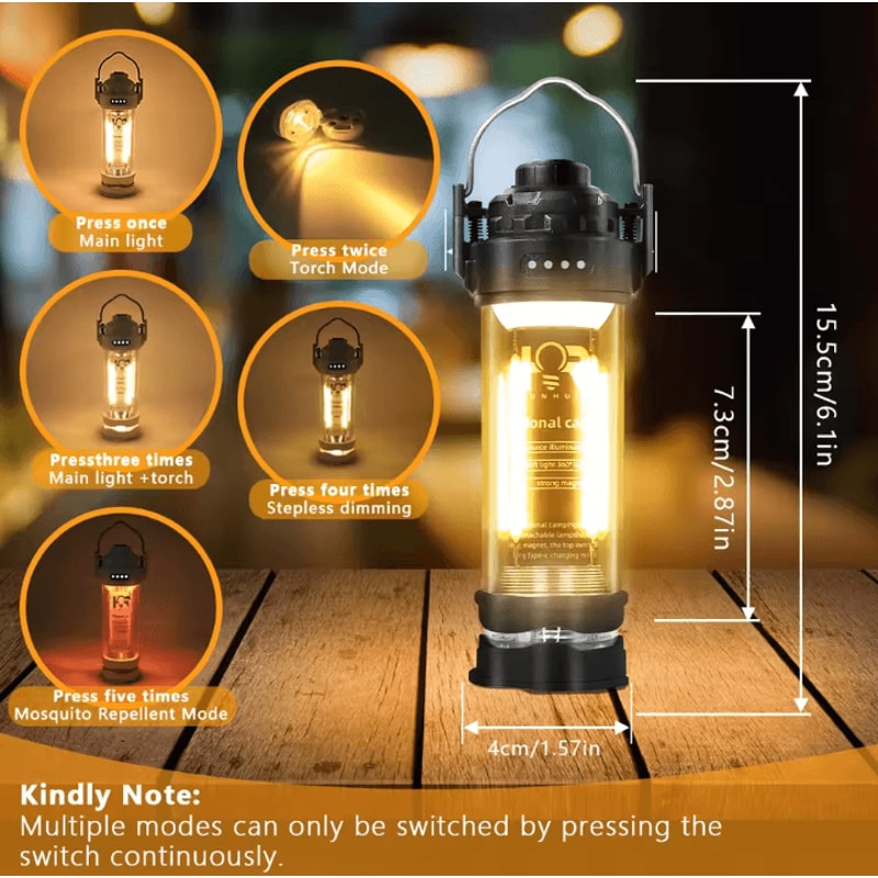 3000mAh LED Camping Lantern Outdoor MultiFunction Tent Hanging Light 3