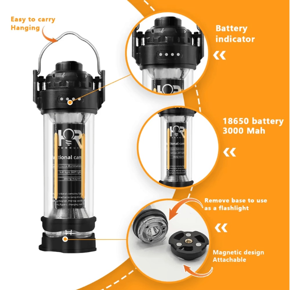 DOTWISE 3000mAh Portable Retro Camping Lantern Outdoor Tent Atmosphere Waterproof Light 3