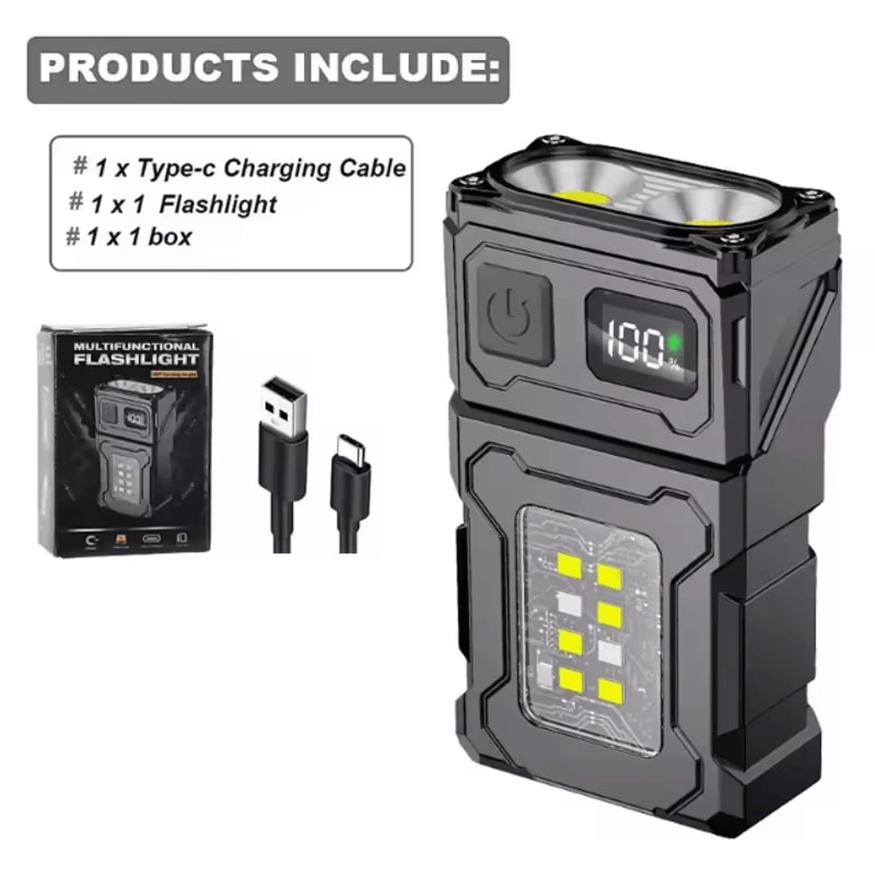 USB Rechargeable Mini Flashlight With COB Emergency Light Super Bright Portable Torch For Camping 5