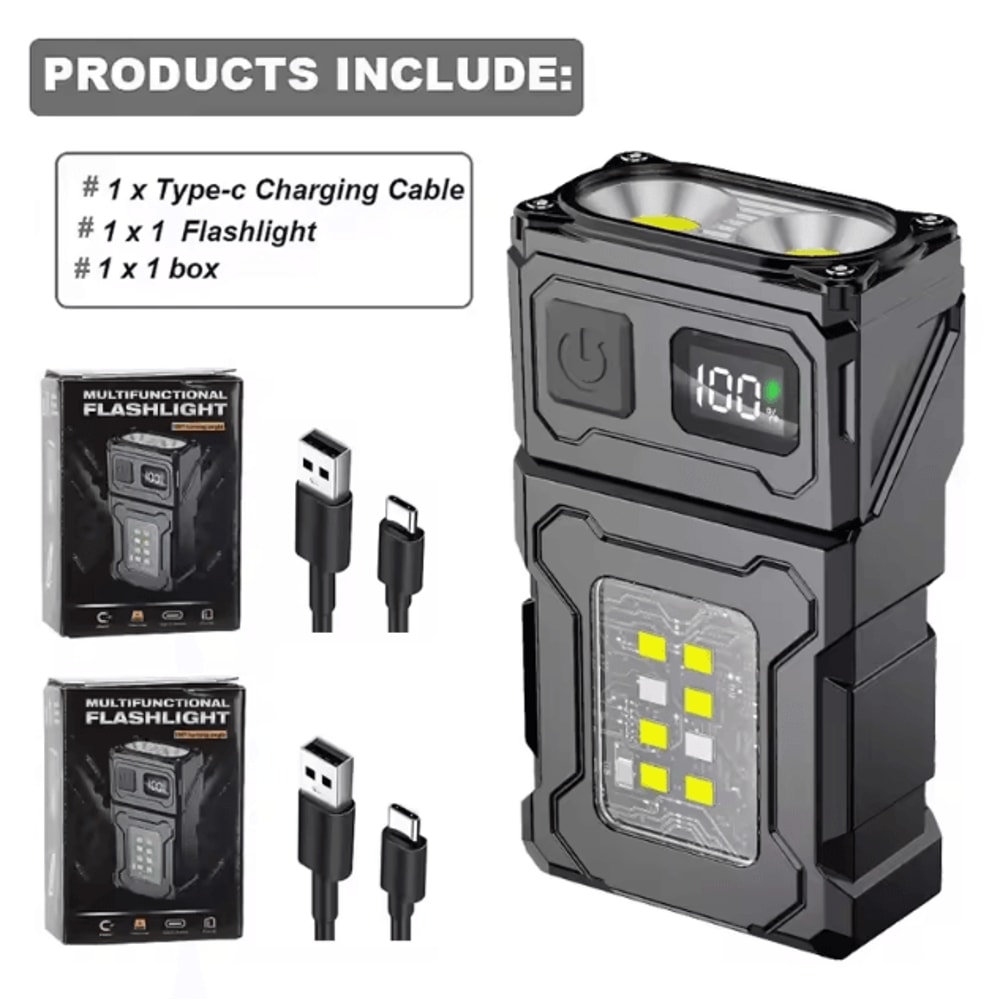 USB Rechargeable Mini Flashlight With COB Emergency Light Super Bright Portable Torch For Camping 6