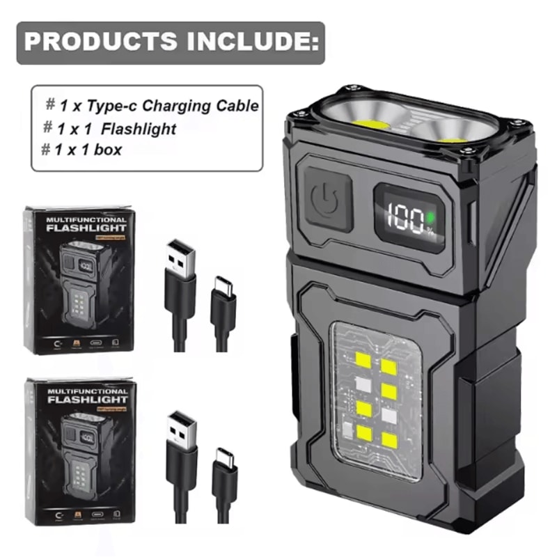 USB Rechargeable Mini Flashlight With COB Emergency Light Super Bright Portable Torch For Camping 6