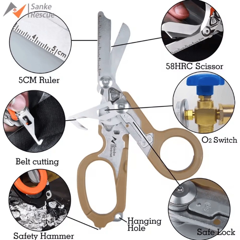 Emergency Rescue Shears Stainless Steel Foldable Scissors Pliers Tool For Outdoor Camping And IFAK 3