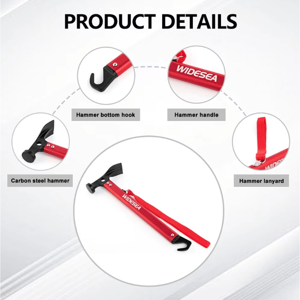 Aluminum Alloy Camping Nail Hammer Durable Multifunction Outdoor Tent Staking Tool 2