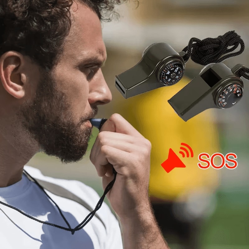 3in1 Emergency Survival Whistle Compass Thermometer And Outdoor Multifunction Camping Whistle 2