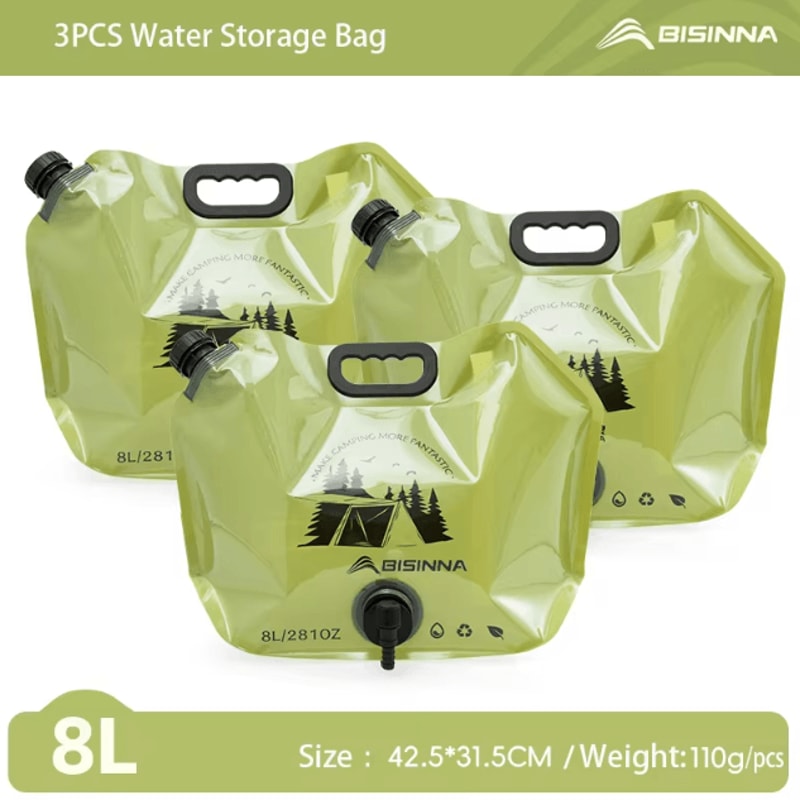 BSWOLF Outdoor Mini Folding Water Bag 8L Large Capacity Portable Camping Water Storage Bag 8