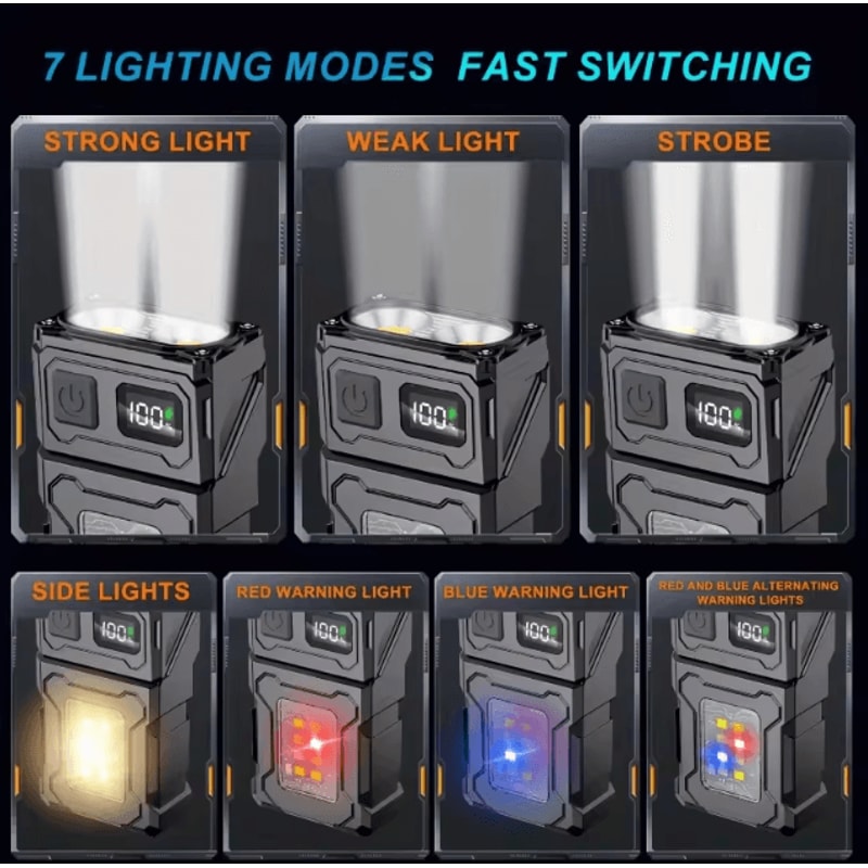 Tactical Portable Work Light USB Rechargeable Mini LED Flashlight Outdoor Camping And EDC Molle Cl 2