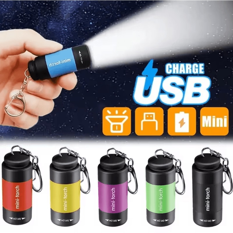Outdoor Keychain Rechargeable LED Mini Pocket Flashlight For Camping Hiking And Emergencies 0