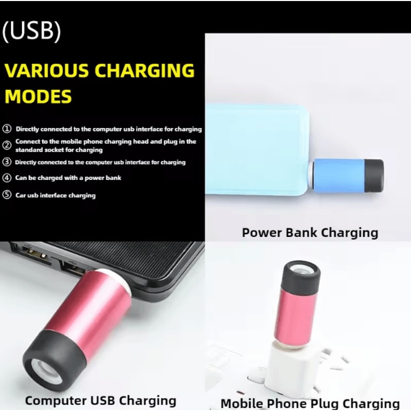 Outdoor Keychain Rechargeable LED Mini Pocket Flashlight For Camping Hiking And Emergencies 4