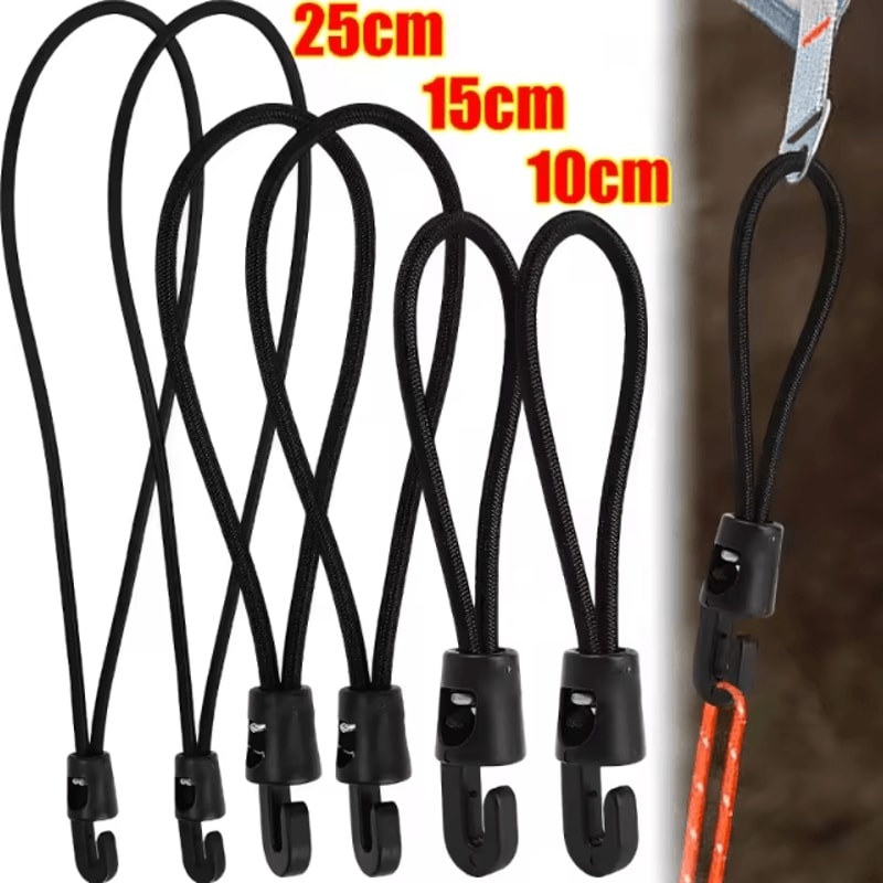 Bungee Cord With Hooks High Elasticity Rubber Tensioner For Camping Tarpaulin And Outdoor Gear 0