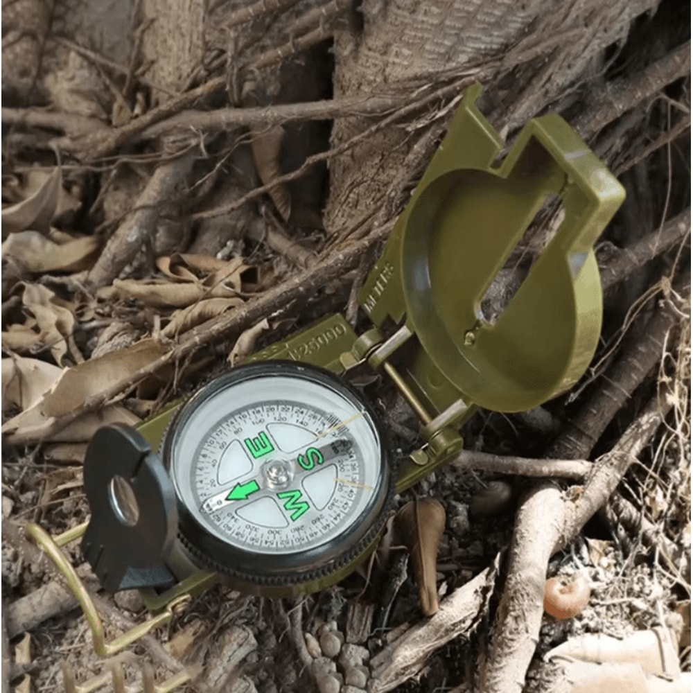 HighPrecision Military Lensatic Compass Aluminum Alloy Folding Outdoor Navigation Tool 1
