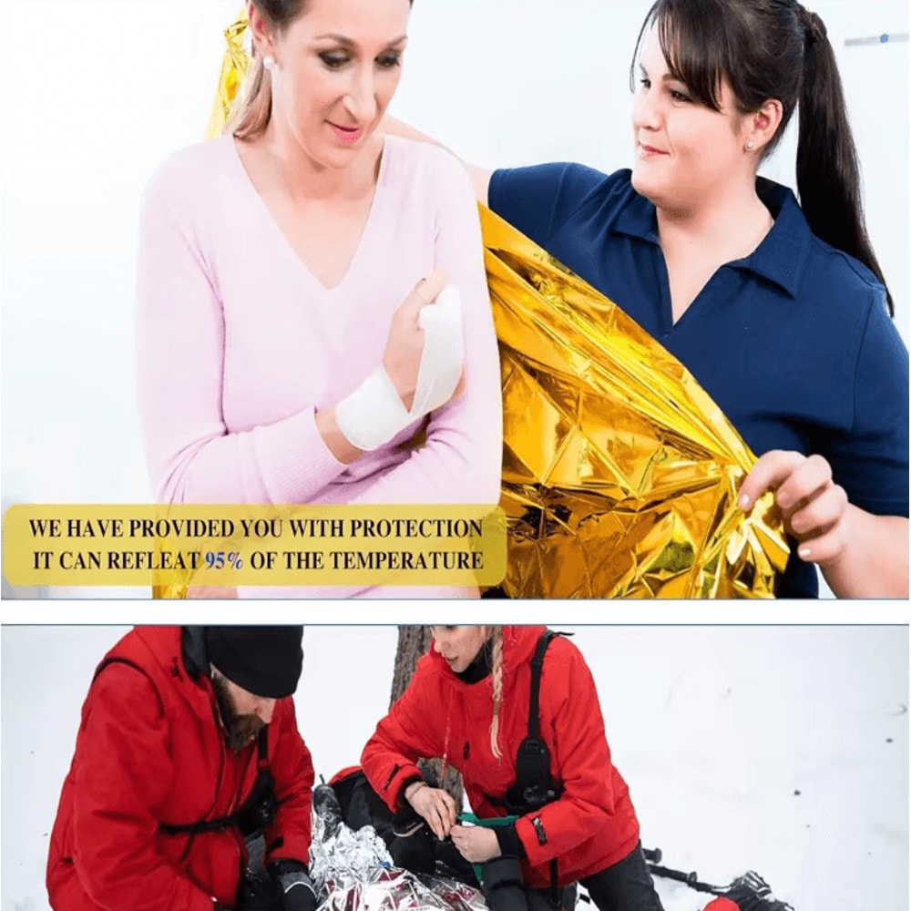 Emergency Thermal Survival Blanket Windproof Waterproof Foil Outdoor Rescue Gear For Camping Hiki 4