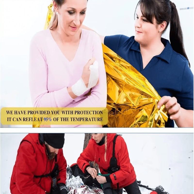 Emergency Thermal Survival Blanket Windproof Waterproof Foil Outdoor Rescue Gear For Camping Hiki 4