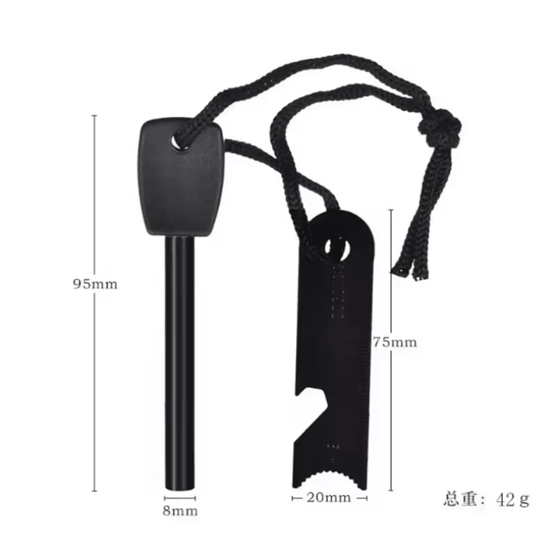 Wilderness Survival Flint Fire Starter Portable Magnesium Fire Kit With Wooden Handle For Camping 8