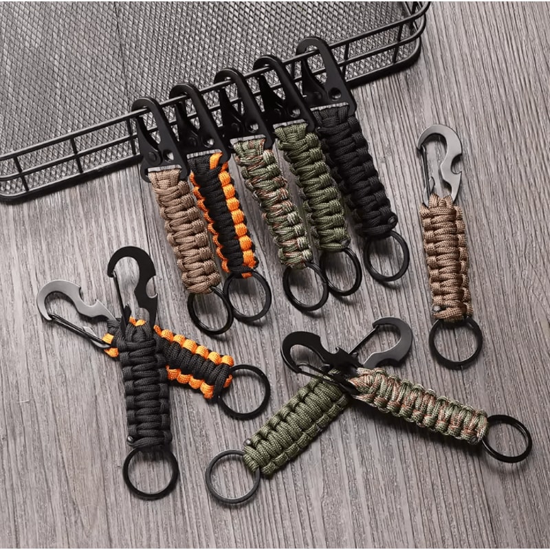MultiTool Paracord Survival Keychain Carabiner Rope Emergency Gear For Outdoor Camping Everyday 0