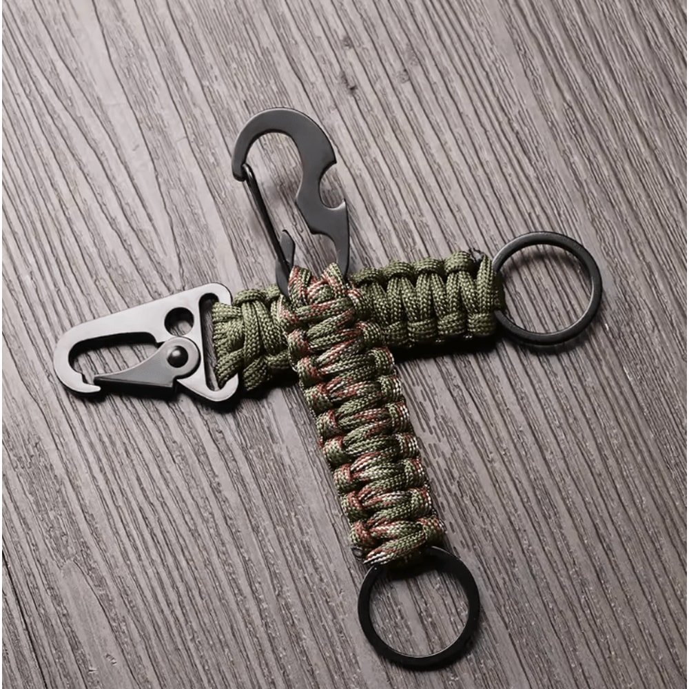 MultiTool Paracord Survival Keychain Carabiner Rope Emergency Gear For Outdoor Camping Everyday 2