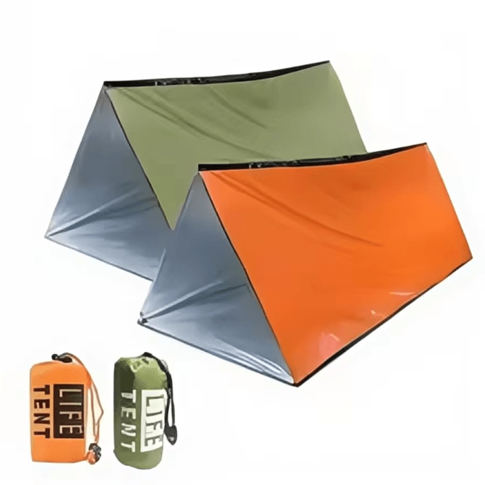 2Person Emergency Survival Shelter Tent Waterproof Mylar Bivy With Thermal Sleeping Bag SOS Rescu 1