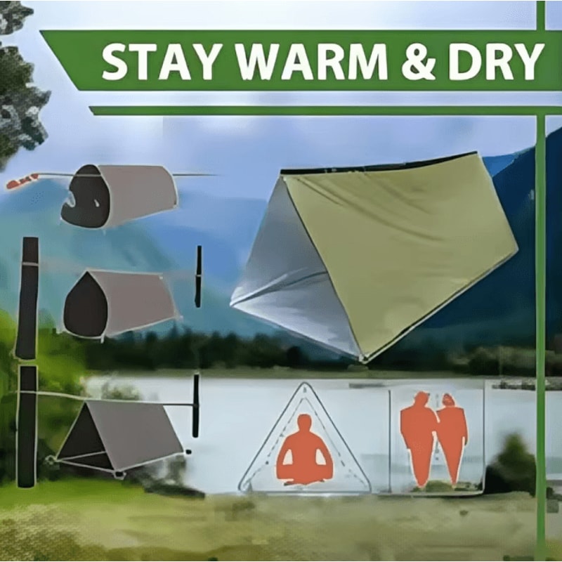 2Person Emergency Survival Shelter Tent Waterproof Mylar Bivy With Thermal Sleeping Bag SOS Rescu 4