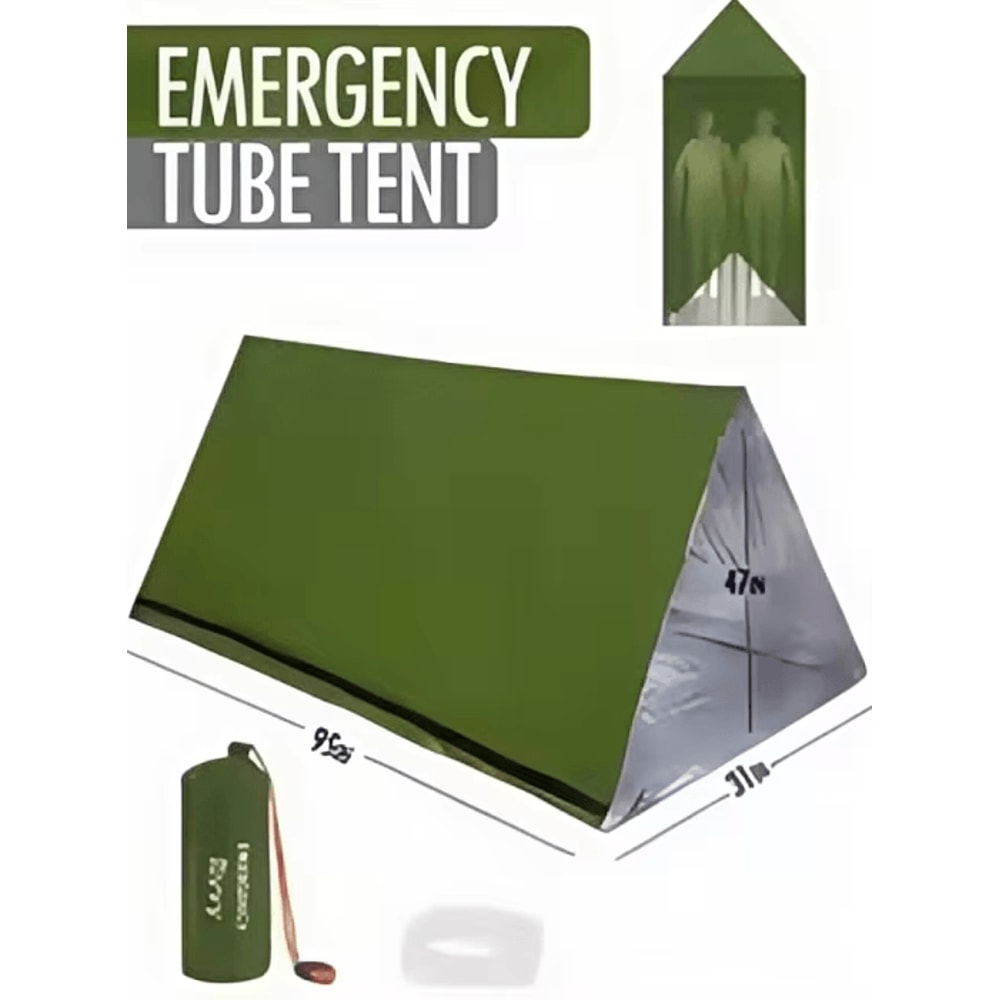 2Person Emergency Survival Shelter Tent Waterproof Mylar Bivy With Thermal Sleeping Bag SOS Rescu 5