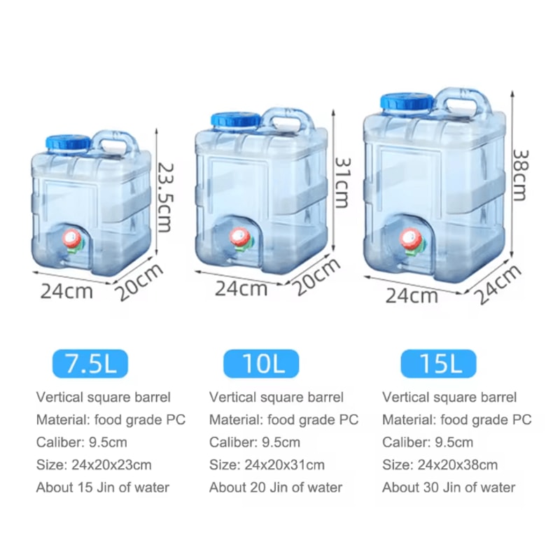 Portable Camping Water Container With Spigot 751015L Leakproof Drinking Water Storage Tank 5