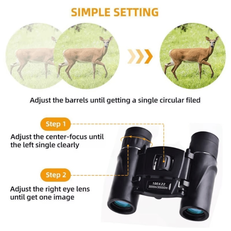 Compact HD Travel Binoculars 100x22 Folding LongRange BAK4 Optics For Hiking Hunting Outdoor Adve 3