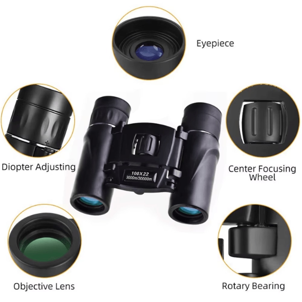 Compact HD Travel Binoculars 100x22 Folding LongRange BAK4 Optics For Hiking Hunting Outdoor Adve 4