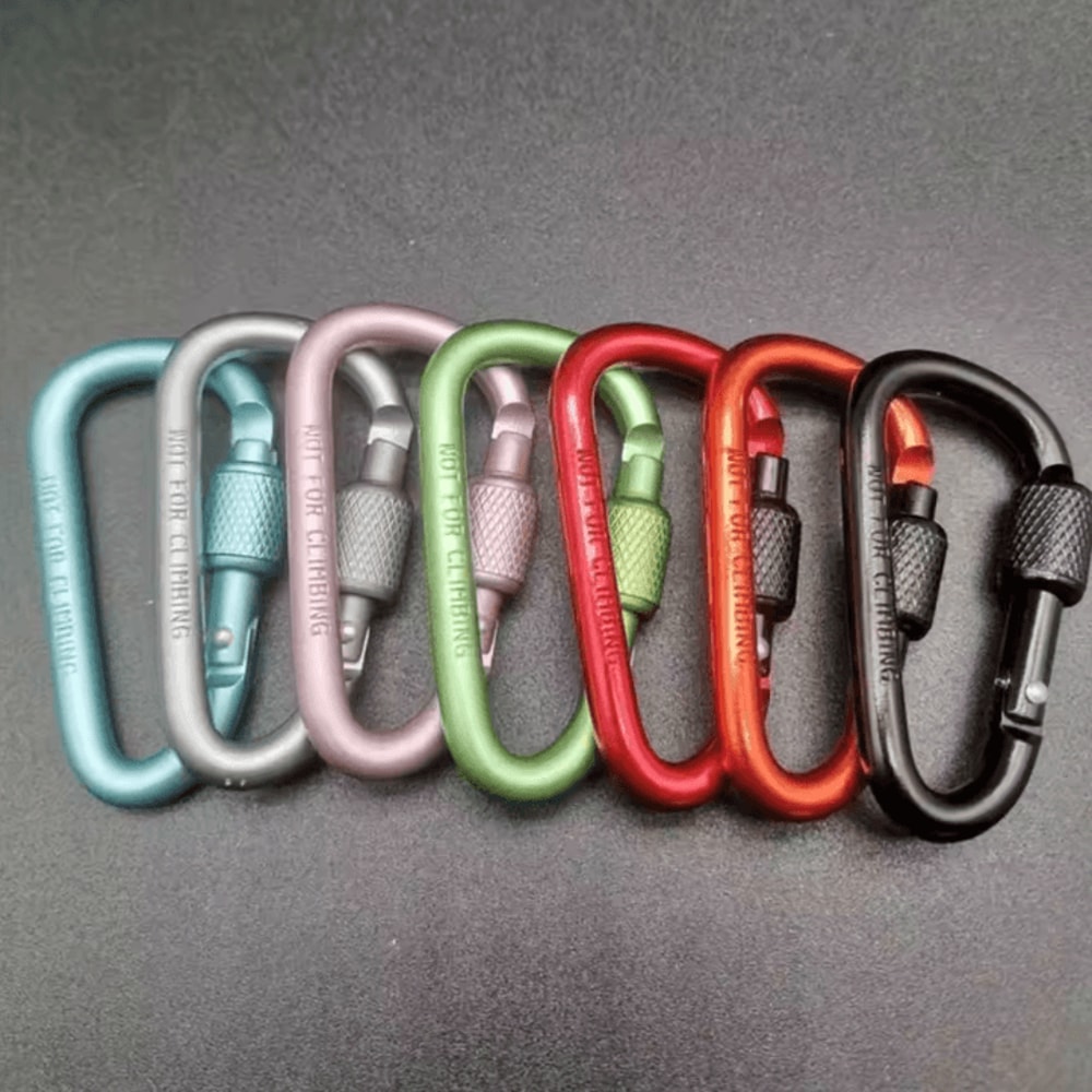 MultiColor Aluminum Carabiner Keychain Clip DShape Locking Hook For Camping Hiking Everyday Carry 1