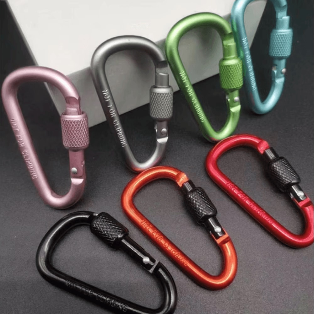 MultiColor Aluminum Carabiner Keychain Clip DShape Locking Hook For Camping Hiking Everyday Carry 2