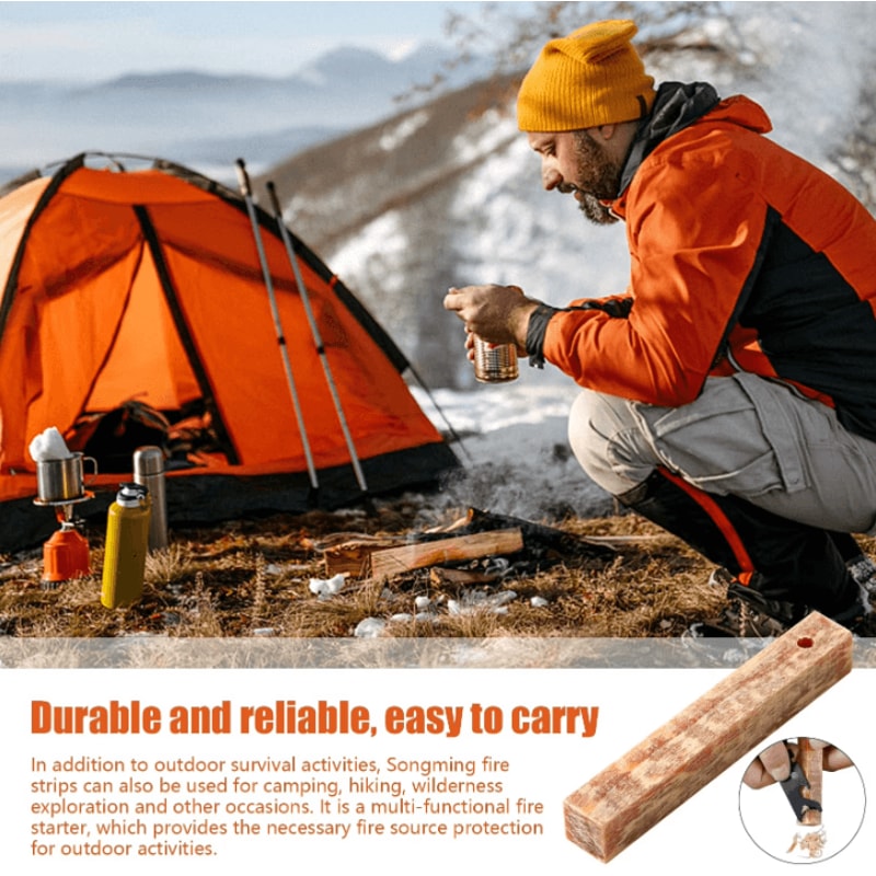 2 Piece Rafford Natural Pine Wood Fire Starter Matches Outdoor Camping Survival Ignition Sticks 2P 2