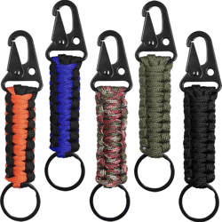 heavy-duty paracord keychain with carabiner – military braided survival keychain lanyard for camping, hiking & everyday