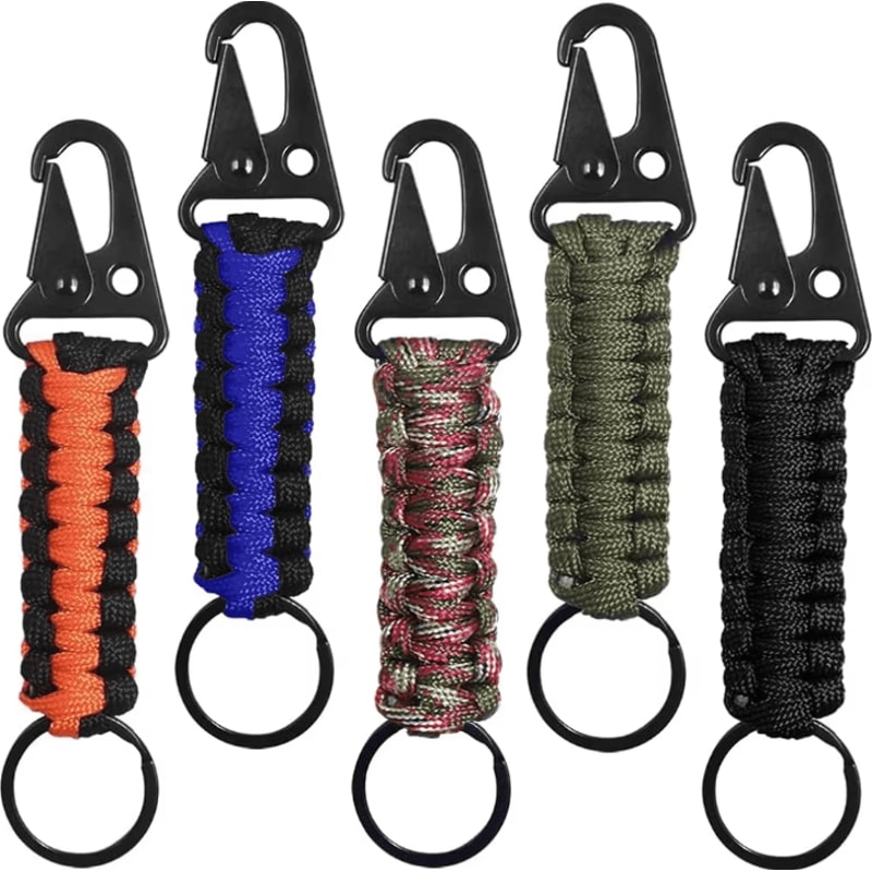HeavyDuty Paracord Keychain With Carabiner Military Braided Survival Keychain Lanyard For Camping 0