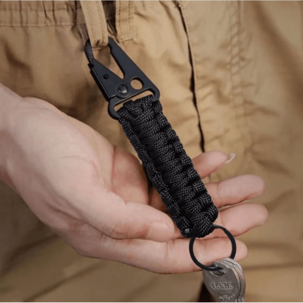 HeavyDuty Paracord Keychain With Carabiner Military Braided Survival Keychain Lanyard For Camping 1