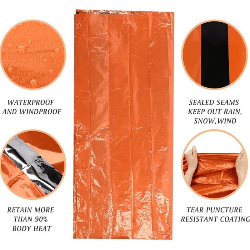 UltraLight Emergency Sleeping Bag Waterproof Mylar Thermal Survival Sleeping Bag For Camping Hikin 2