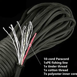 noble eagle 550 10-core paracord – 25ft heavy-duty 550 paracord rope with fire tinder & fishing line for camping
