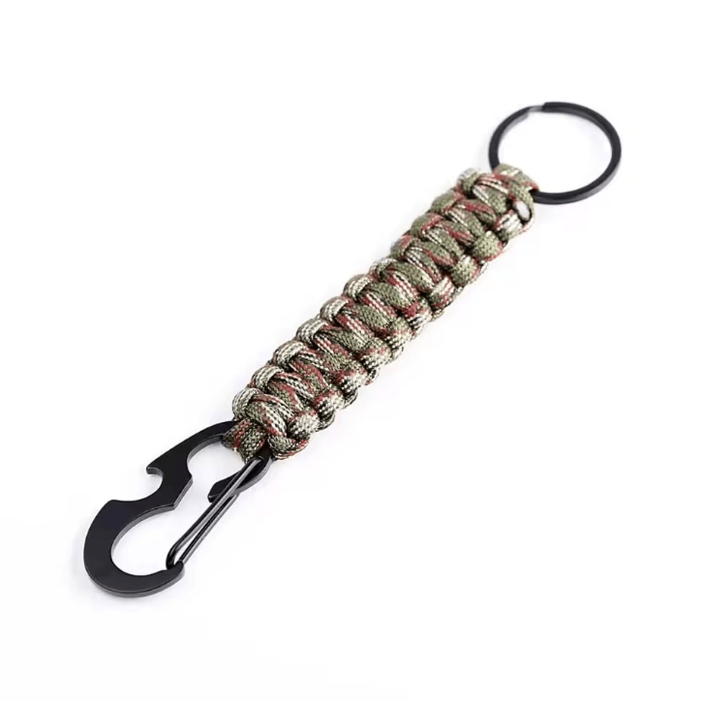Military Paracord Keychain Carabiner Braided Paracord Survival Keychain With Bottle Opener For Cam 11