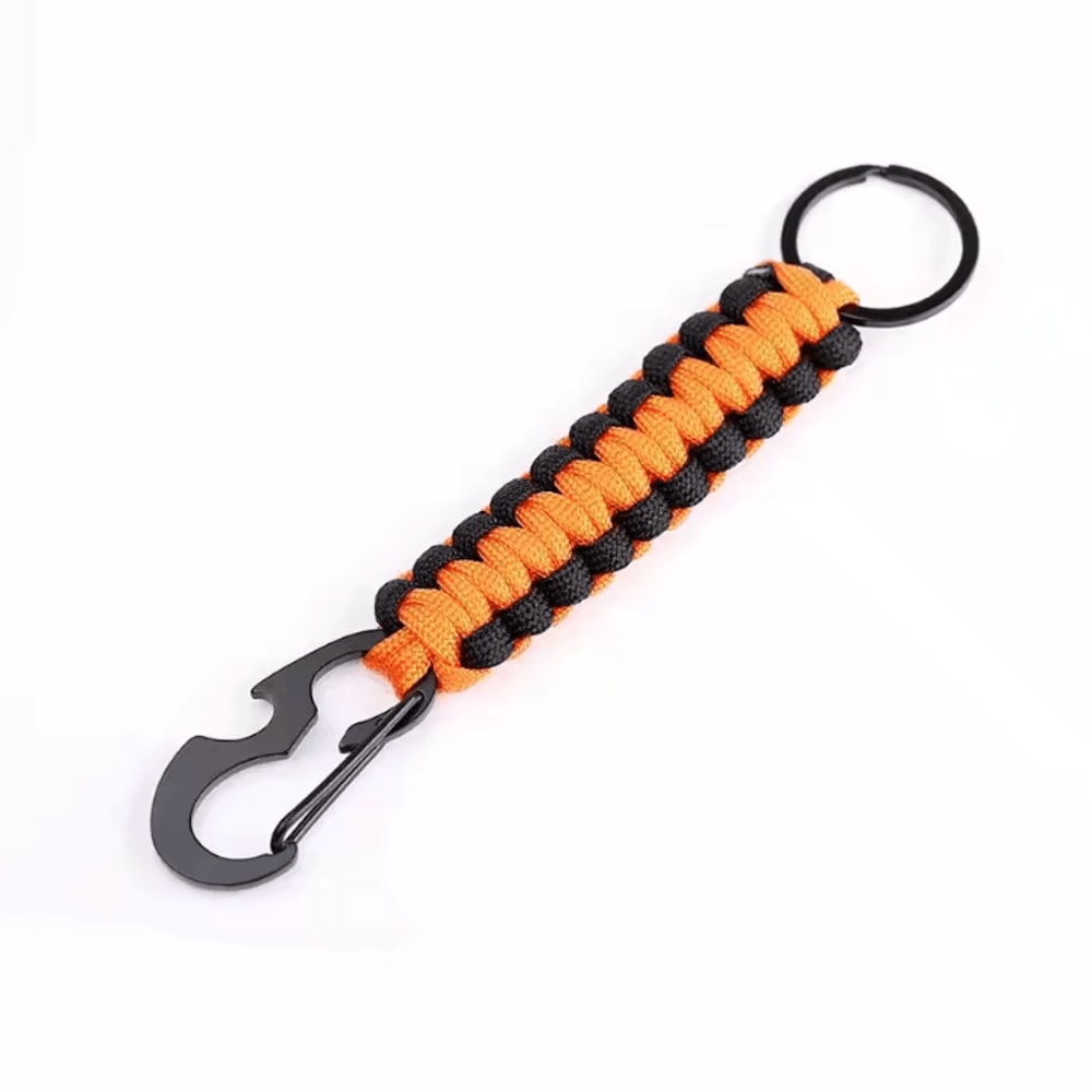 Military Paracord Keychain Carabiner Braided Paracord Survival Keychain With Bottle Opener For Cam 12