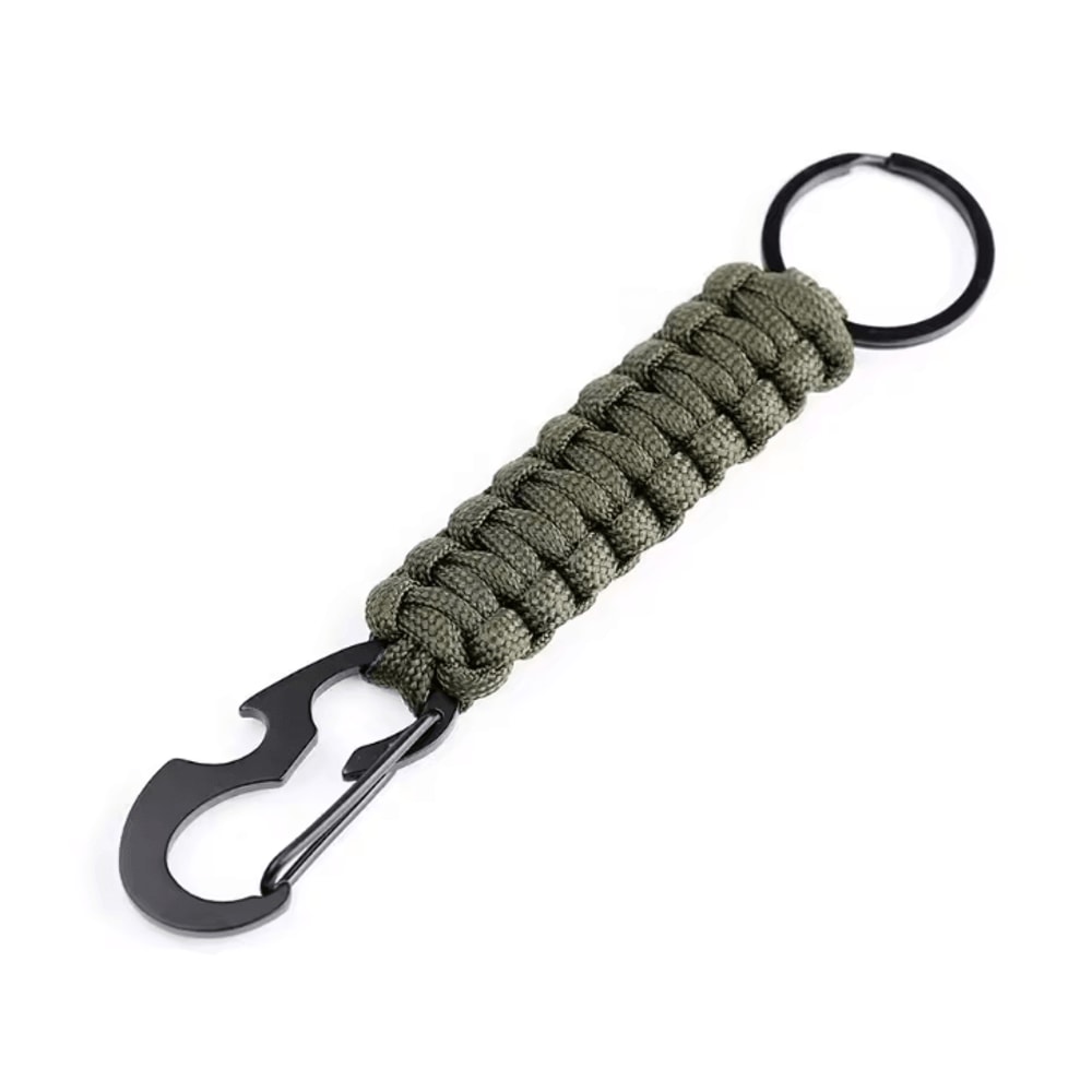 Military Paracord Keychain Carabiner Braided Paracord Survival Keychain With Bottle Opener For Cam 14