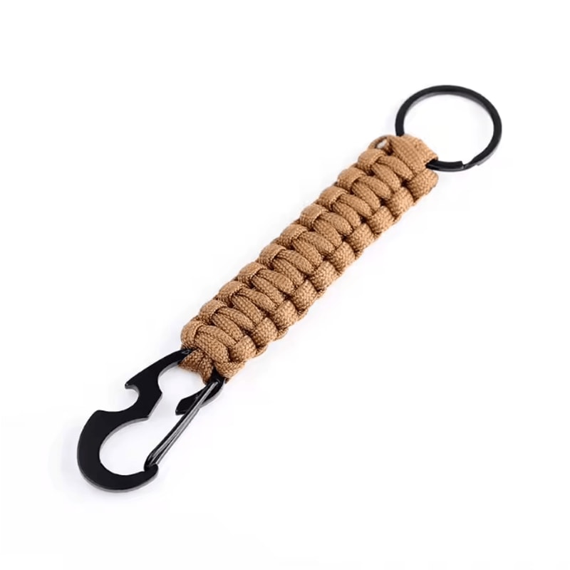 Military Paracord Keychain Carabiner Braided Paracord Survival Keychain With Bottle Opener For Cam 15