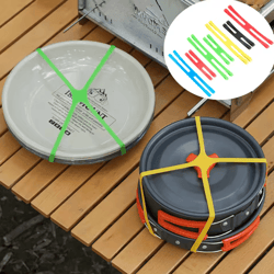 h-shaped camping cutlery strap – elastic silicone tableware storage strap for camping, hiking & travel gear