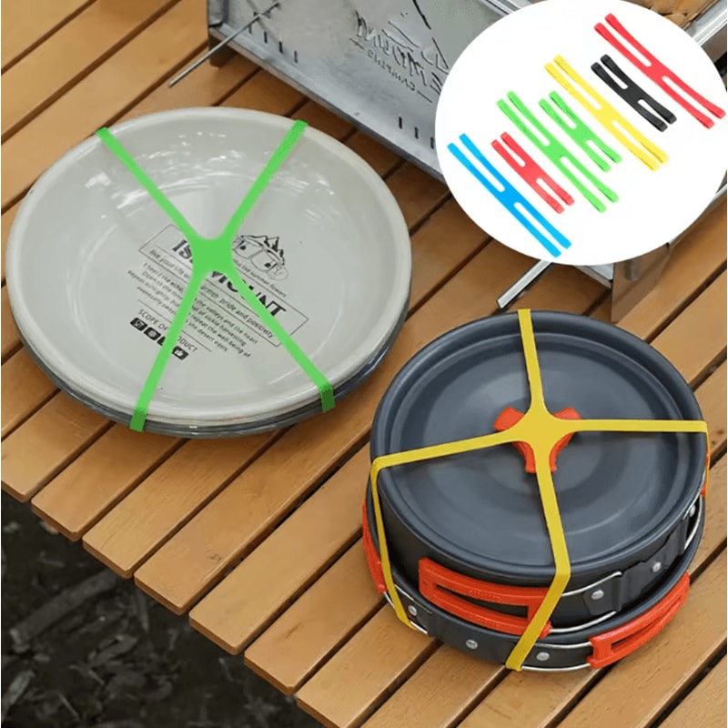 HShaped Camping Cutlery Strap Elastic Silicone Tableware Storage Strap For Camping Hiking Travel 0